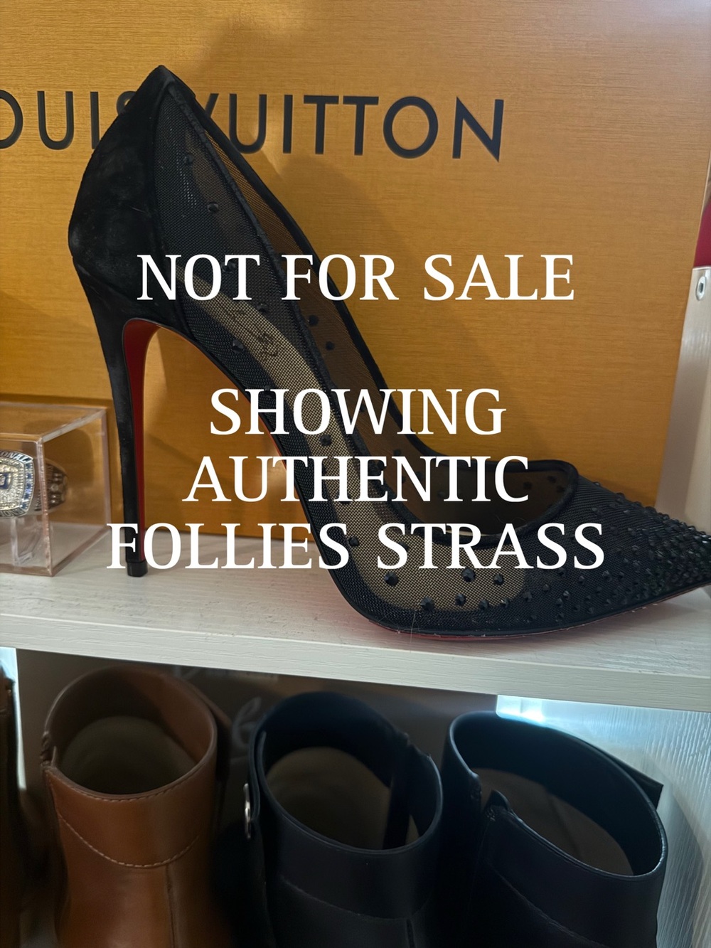 NOT FOR SALE: Christian Louboutin Black Mesh Follies Strass